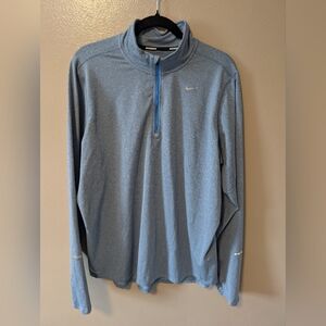 NIKE Dri-Fit Running Pullover Quarter Zip blue heather Athletic Top Men's Large